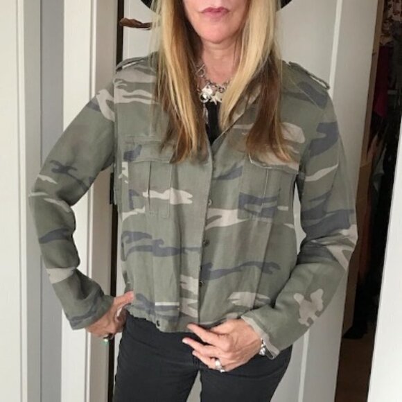 RAILS lightweight jacket faded camo pattern sage soft lyocell linen blend  SP - Picture 2 of 16